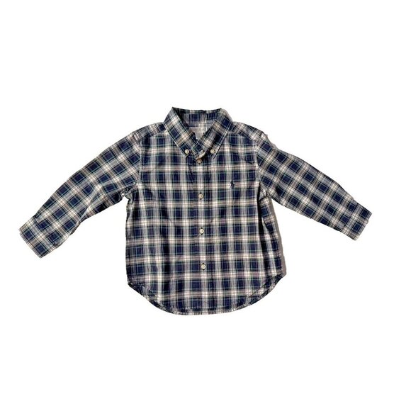 Ralph Lauren Other - Ralph Lauren Long Sleeve Button Down blue/white Plaid Shirt Size 24 months Baby